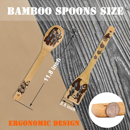 Nightmare Before Christmas Themed Wooden Cooking Spoons Set - 5-Piece Halloween Kitchen Utensils Collection
