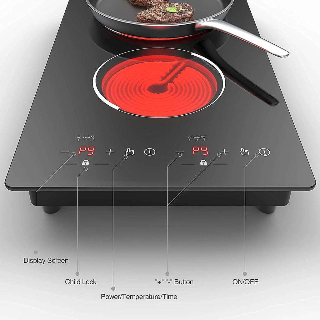 12” Electric Cooktop in Black with 2 Burners
