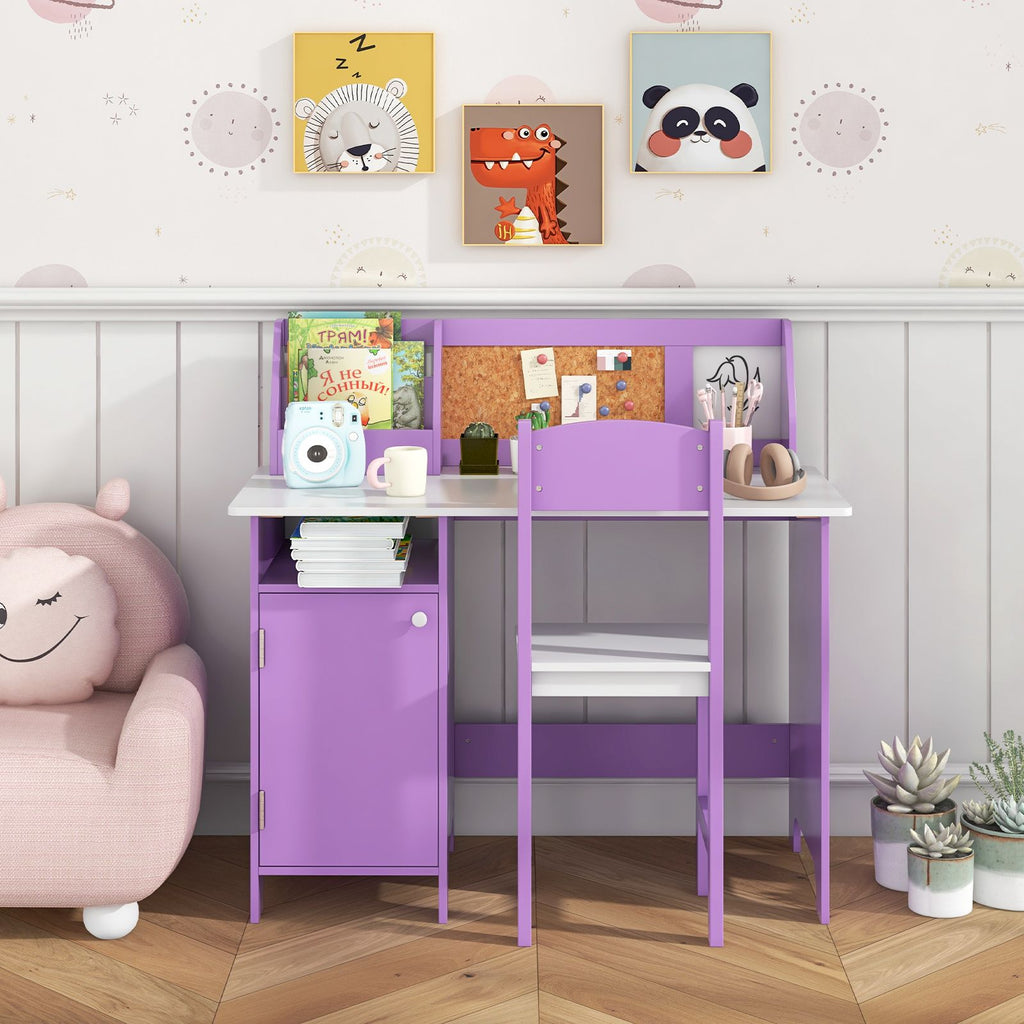 Kids Table and Chair Set with Hutch and Cabinet