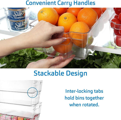 14-Piece Stackable Refrigerator Organizer Set - Clear Acrylic Bins for Efficient Fridge and Freezer Storage (VDS-SB-BIN-14SET)