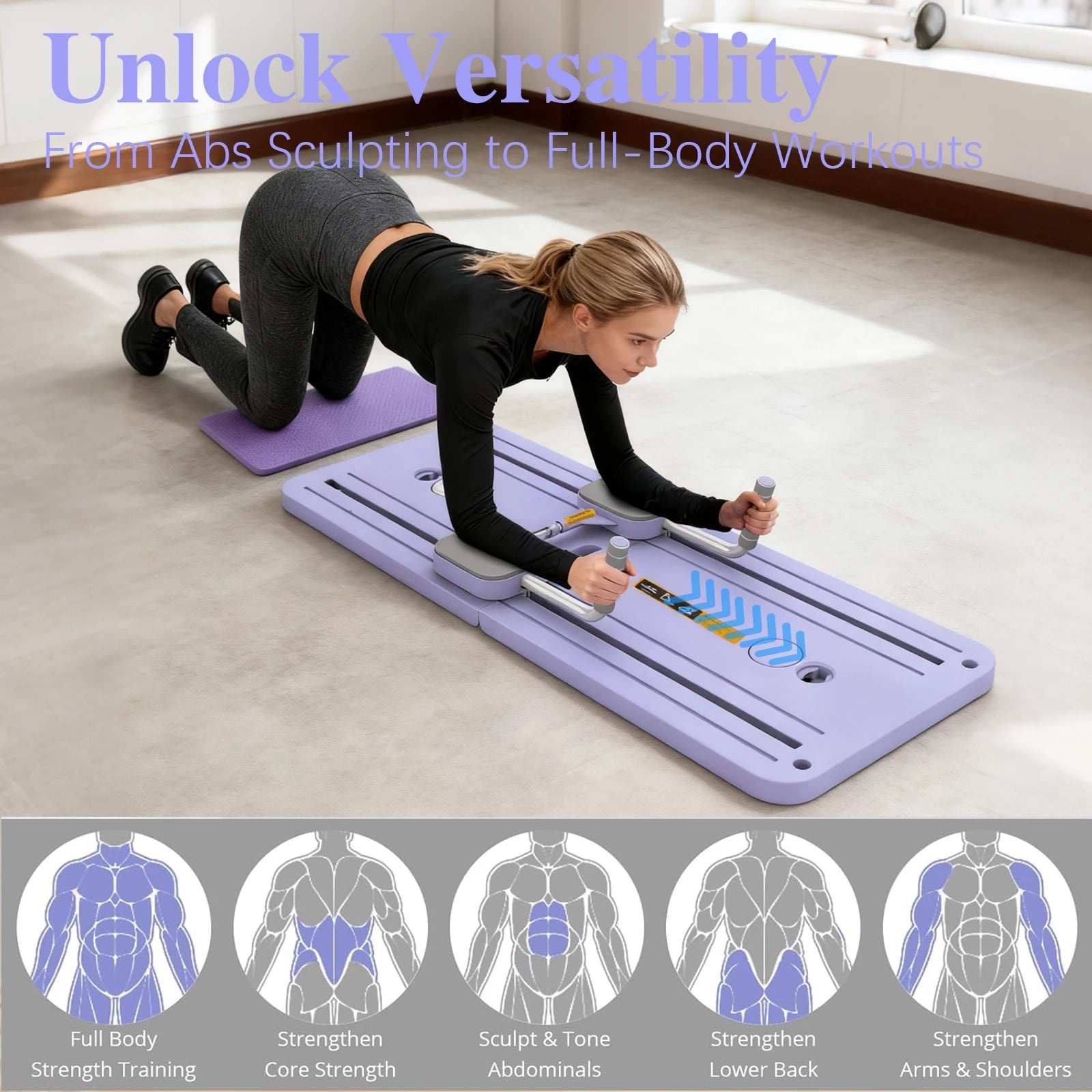 Pilates Board Foldable Abdominal Board Push up Plate Pilates Board Ab Board Reformer Fitness Core Workout Equipment