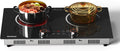 Electric Cooktop 2 Burner, 110V Electri Stove Top, Knob Control | 2000W 110V Outlet Plug-In Electric Hot Plate, Countertop or Built-In Install, Timer, Safety Lock, 9 Power Level, 24 Inch
