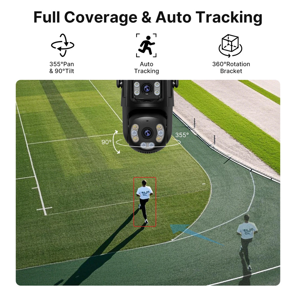 4K 8MP HD Wifi PTZ Camera Outdoor 4MP Dual Lens Dual Screen AI Auto Tracking IP Camera CCTV Audio Video Surveillance P2P Icsee