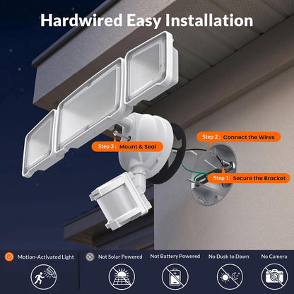3-Head LED Motion Sensor Security Light – 4200LM Outdoor Waterproof Floodlight