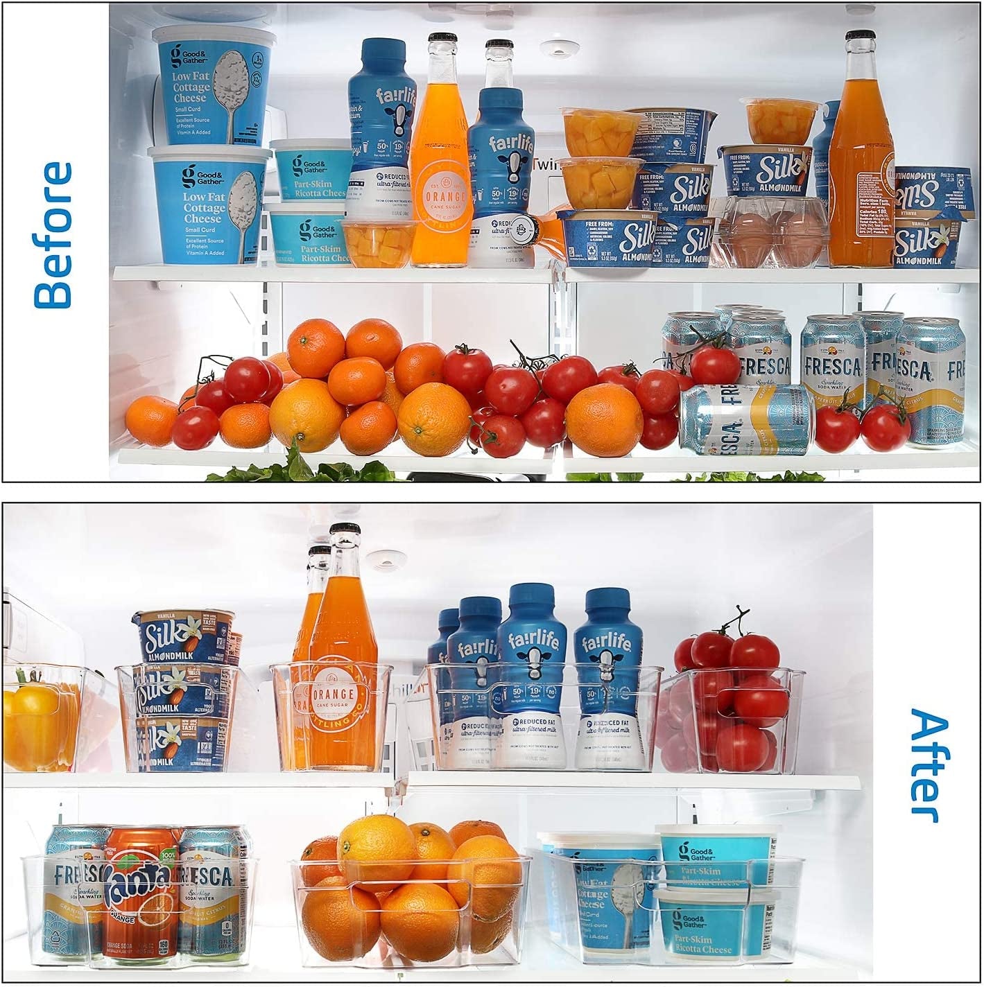 14-Piece Stackable Refrigerator Organizer Set - Clear Acrylic Bins for Efficient Fridge and Freezer Storage (VDS-SB-BIN-14SET)
