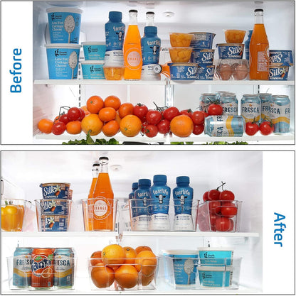 14-Piece Stackable Refrigerator Organizer Set - Clear Acrylic Bins for Efficient Fridge and Freezer Storage (VDS-SB-BIN-14SET)