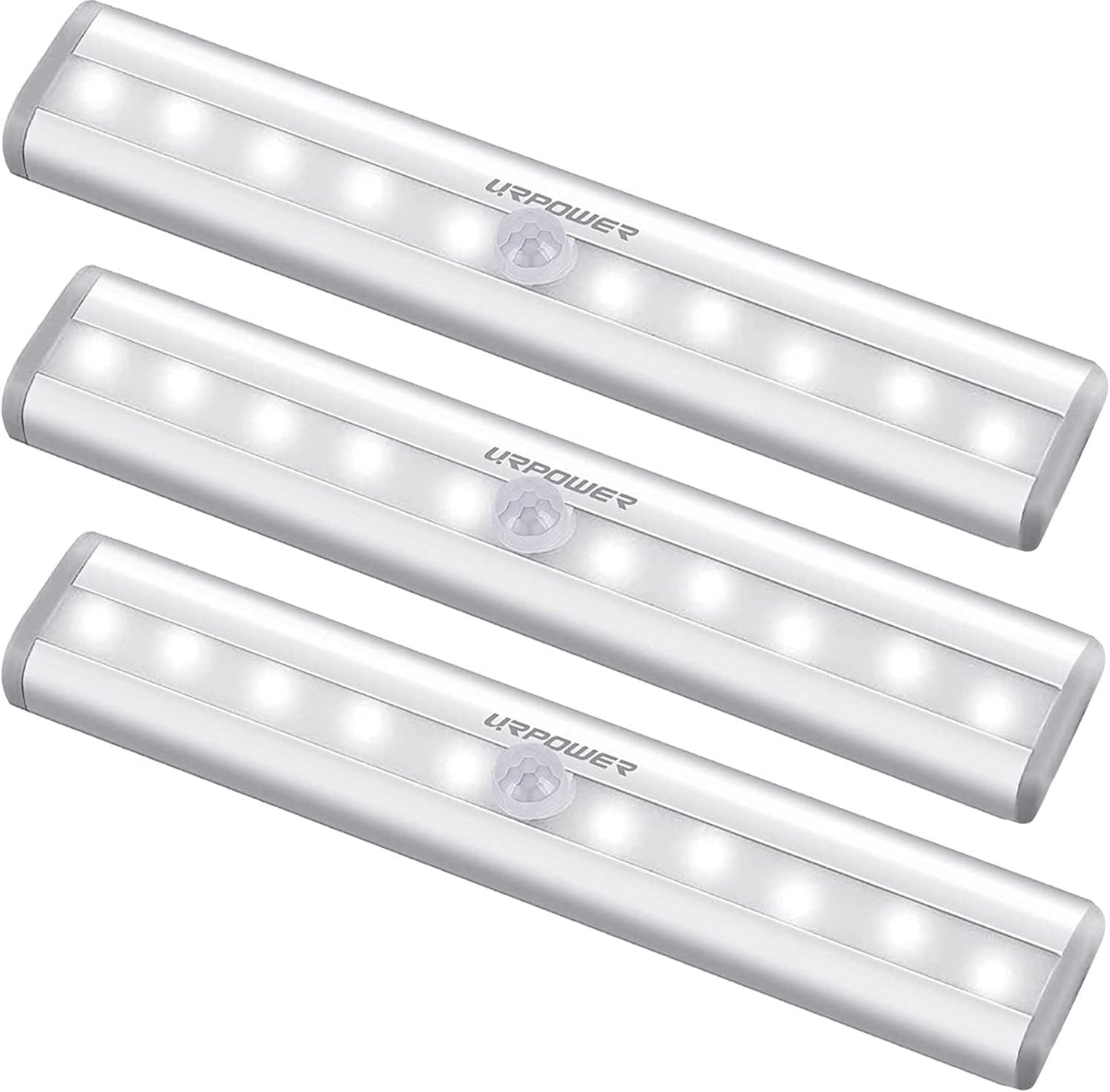 Indoor Motion Sensor Lights - Battery Operated Magnetic Under Cabinet Night Lights (Cool White, 2 Pack)