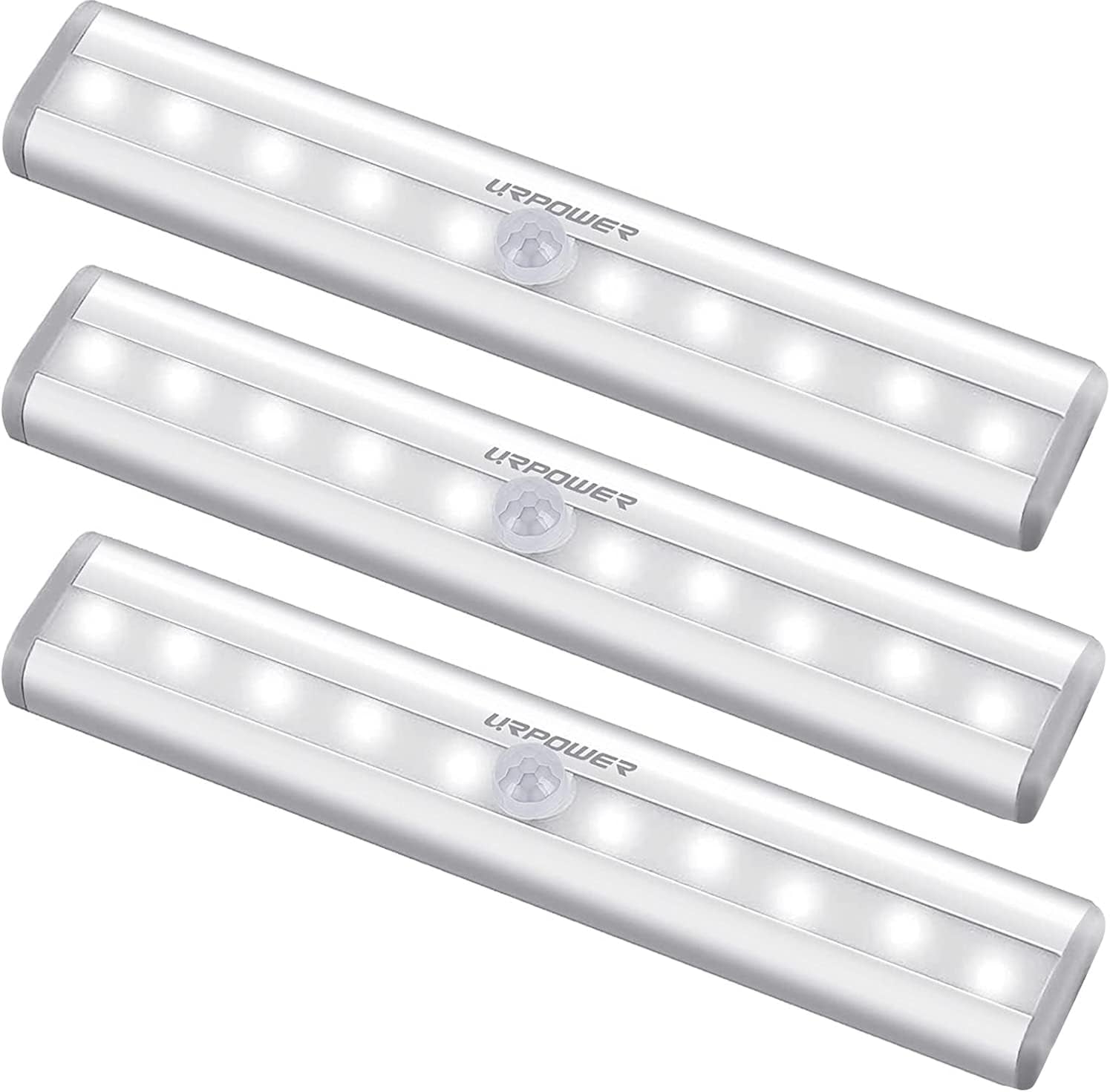 Indoor Motion Sensor Lights - Battery Operated Magnetic Under Cabinet Night Lights (Cool White, 2 Pack)