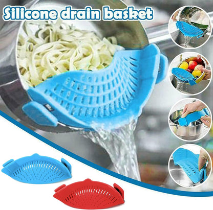 Set of 2 Silicone Clip-On Strainers for Pasta, Meat, Vegetables, and Fruit - Compatible with All Pots and Bowls