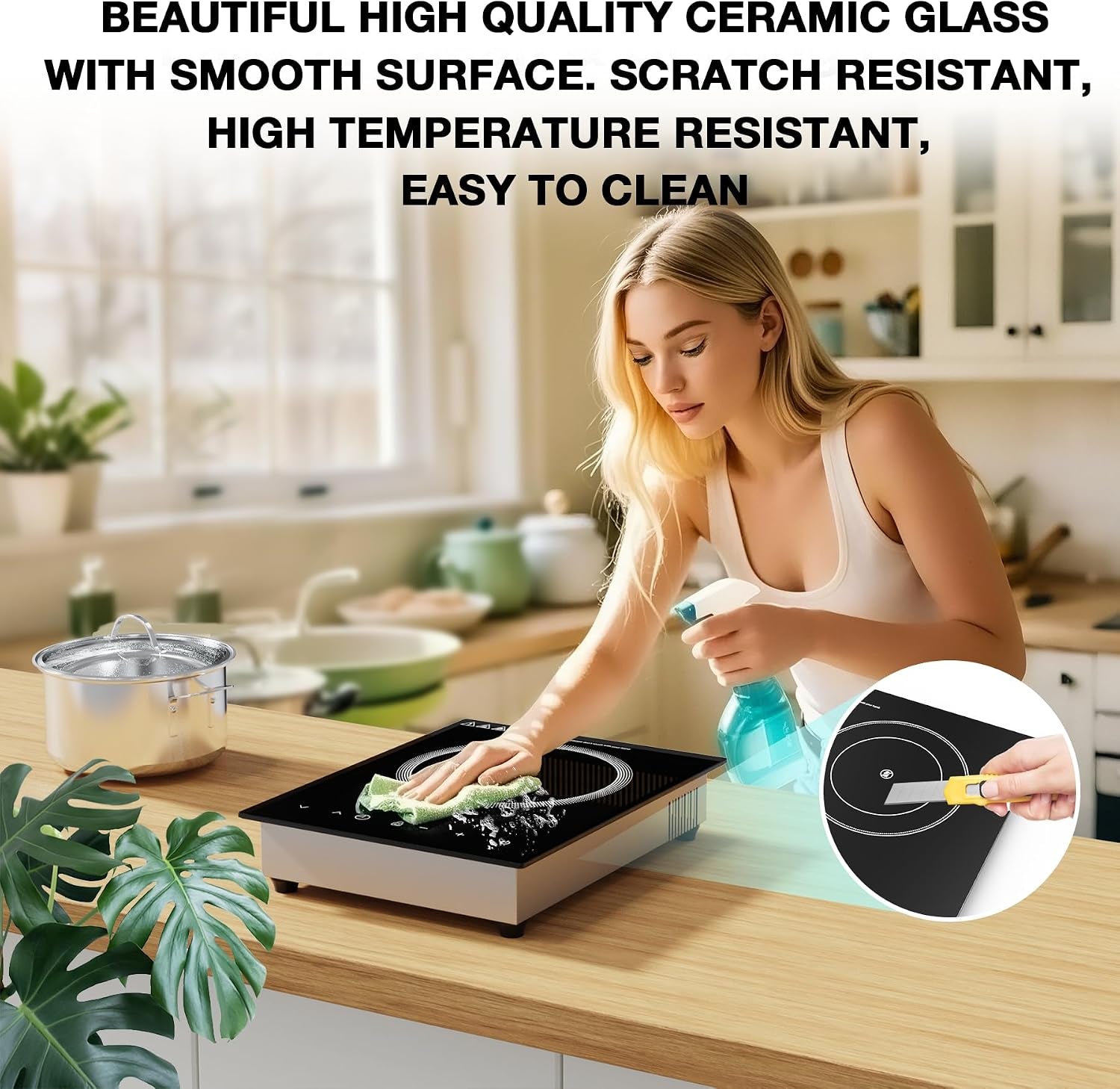 Single Burner Electric Cooktop,110V 1800W Electric Stove Top with LED Touch Control,Portable Cooktop 9 Power Levels, 4Htimer, Safety Lock,Overheat Protection