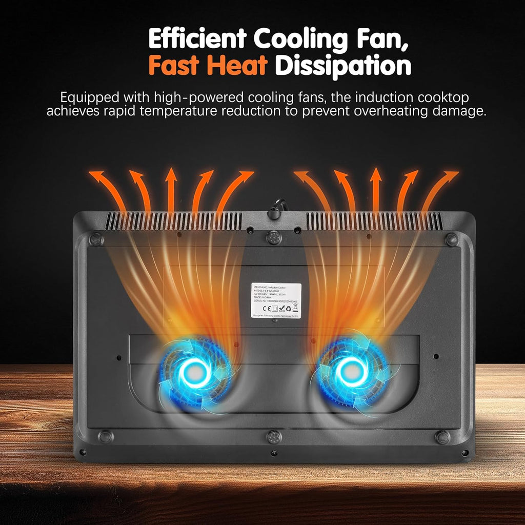 Double Induction Hob, Portable Induction Cooker, Black Glass Plate, 2800W, Independent Touch Control, 8 To10 Power Levels,10 Temperature Setting, 3 Hour Timer, Child Safety Lock, with Plug