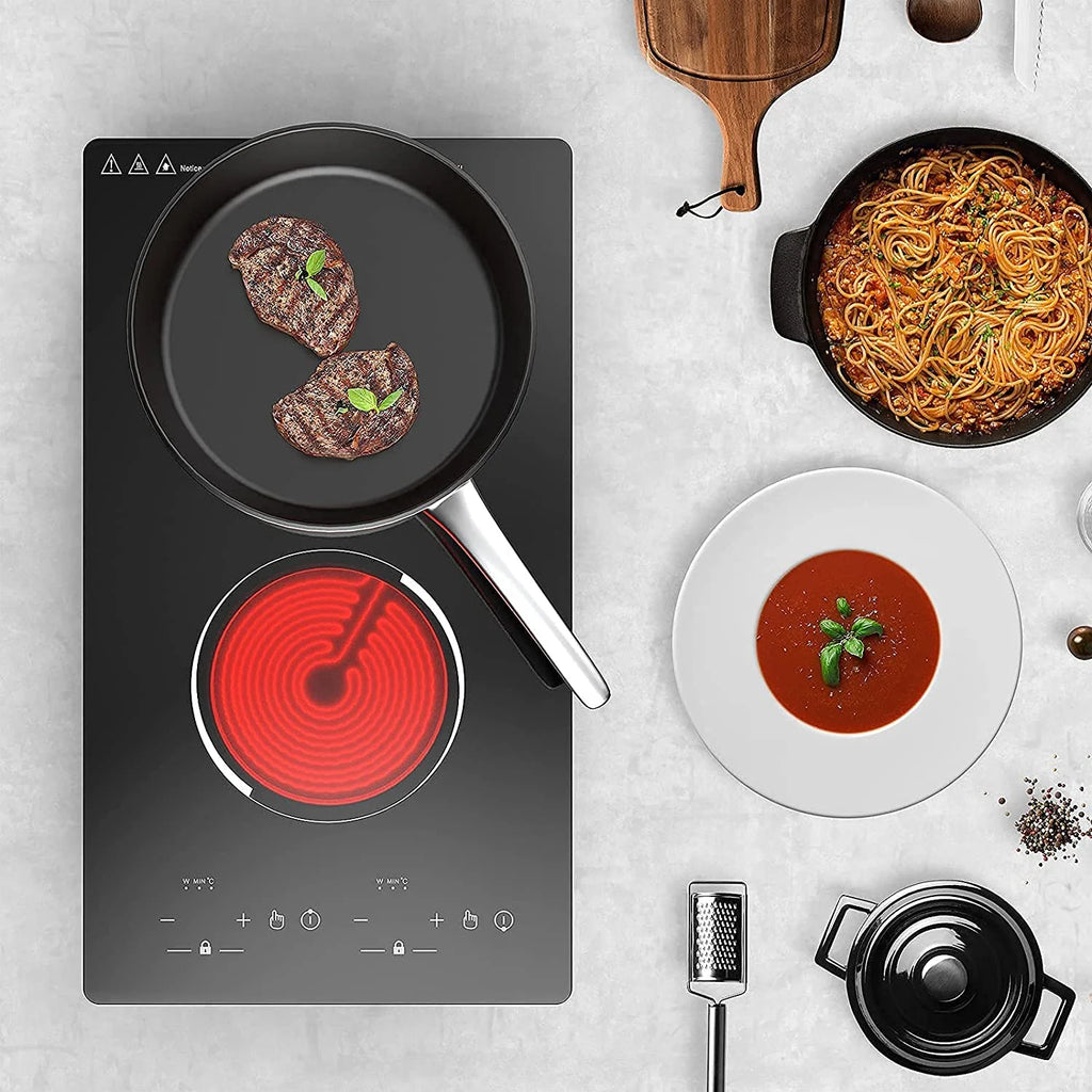 12” Electric Cooktop in Black with 2 Burners