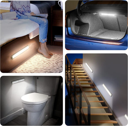 Indoor Motion Sensor Lights - Battery Operated Magnetic Under Cabinet Night Lights (Cool White, 2 Pack)