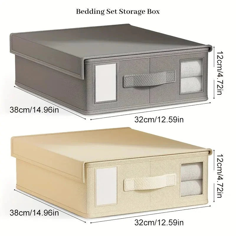 4-Pack Foldable Bedding Storage Bags with Clear Viewing Window – Large Capacity Under-Bed Organizers for Sheets, Pillows & Duvet Covers