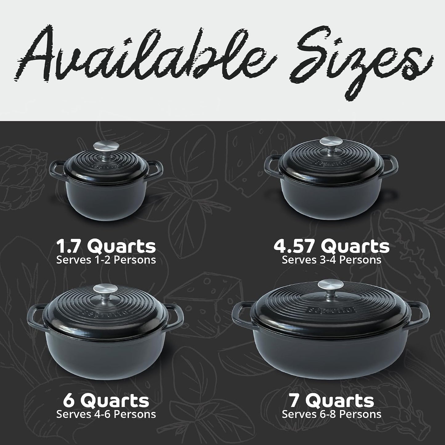 6-Quart Black Enameled Cast Iron Dutch Oven