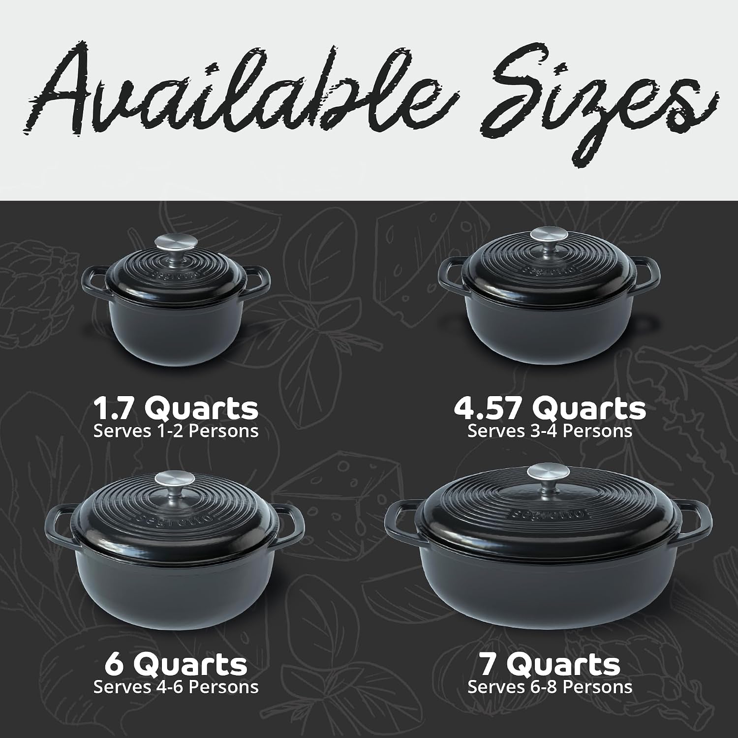 6-Quart Black Enameled Cast Iron Dutch Oven