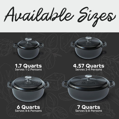 6-Quart Black Enameled Cast Iron Dutch Oven