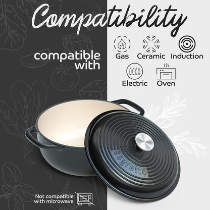 6-Quart Black Enameled Cast Iron Dutch Oven