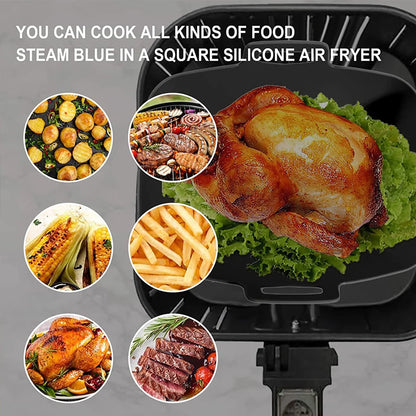 2Pcs Air Fryer Silicone Pot Air Fryer Liner Heat Resistant Air Fryer Silicone Basket Rectangle Baking Pan for Oven Microwave