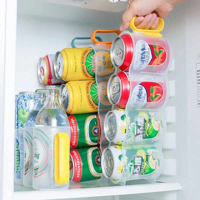 4 Hole Beverage Soda Drink Can Organizer Racks Fridge Drink Bottle Holder Beer Refrigeration Shelf Home Kitchen Storage Box Case