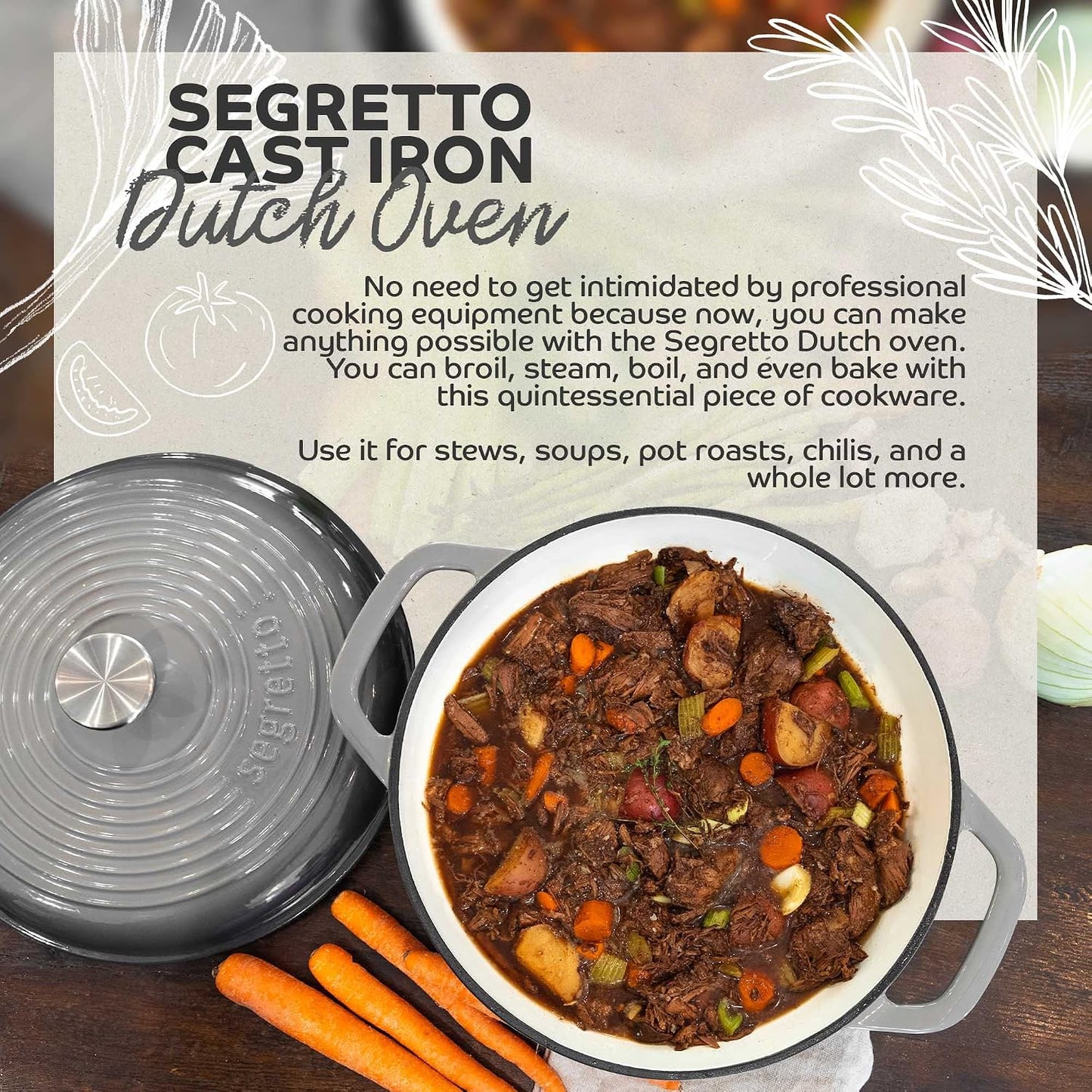 6-Quart Black Enameled Cast Iron Dutch Oven