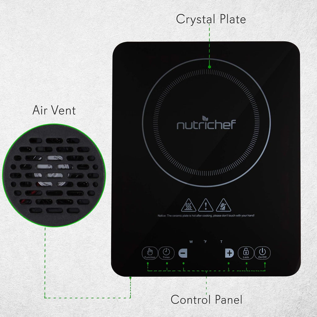 Electric Induction Cooktop - Upgraded Tech Single Digital Portable Countertop Stove Burner, Kids Safety Lock - Made for Magnetic & Cast Iron Pots - 120V (PKSTIND24)