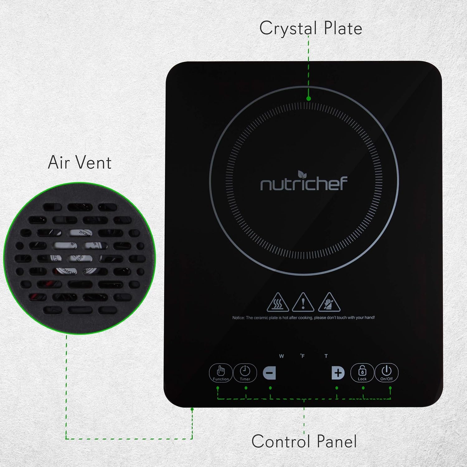 Electric Induction Cooktop - Upgraded Tech Single Digital Portable Countertop Stove Burner, Kids Safety Lock - Made for Magnetic & Cast Iron Pots - 120V (PKSTIND24)