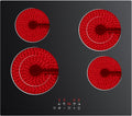 24 Inch Electric Cooktop 4 Burners 6600W Dual Heating Ring | Built-In Ceramic Radiant Stove Top, 220-240V Hard Wire (No Plug), Touch Control, Child Lock & Multiple Safety Protection