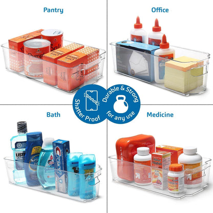 14-Piece Stackable Refrigerator Organizer Set - Clear Acrylic Bins for Efficient Fridge and Freezer Storage (VDS-SB-BIN-14SET)