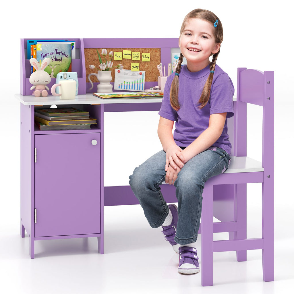 Kids Table and Chair Set with Hutch and Cabinet
