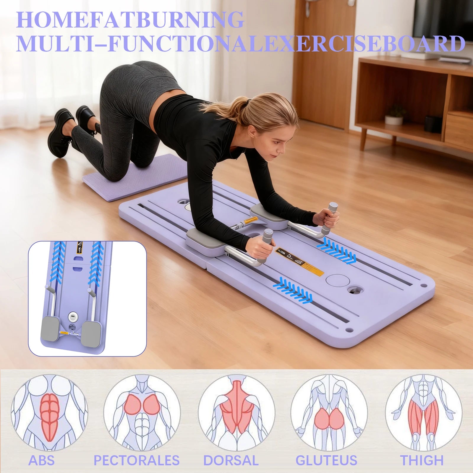 Pilates Board Foldable Abdominal Board Push up Plate Pilates Board Ab Board Reformer Fitness Core Workout Equipment