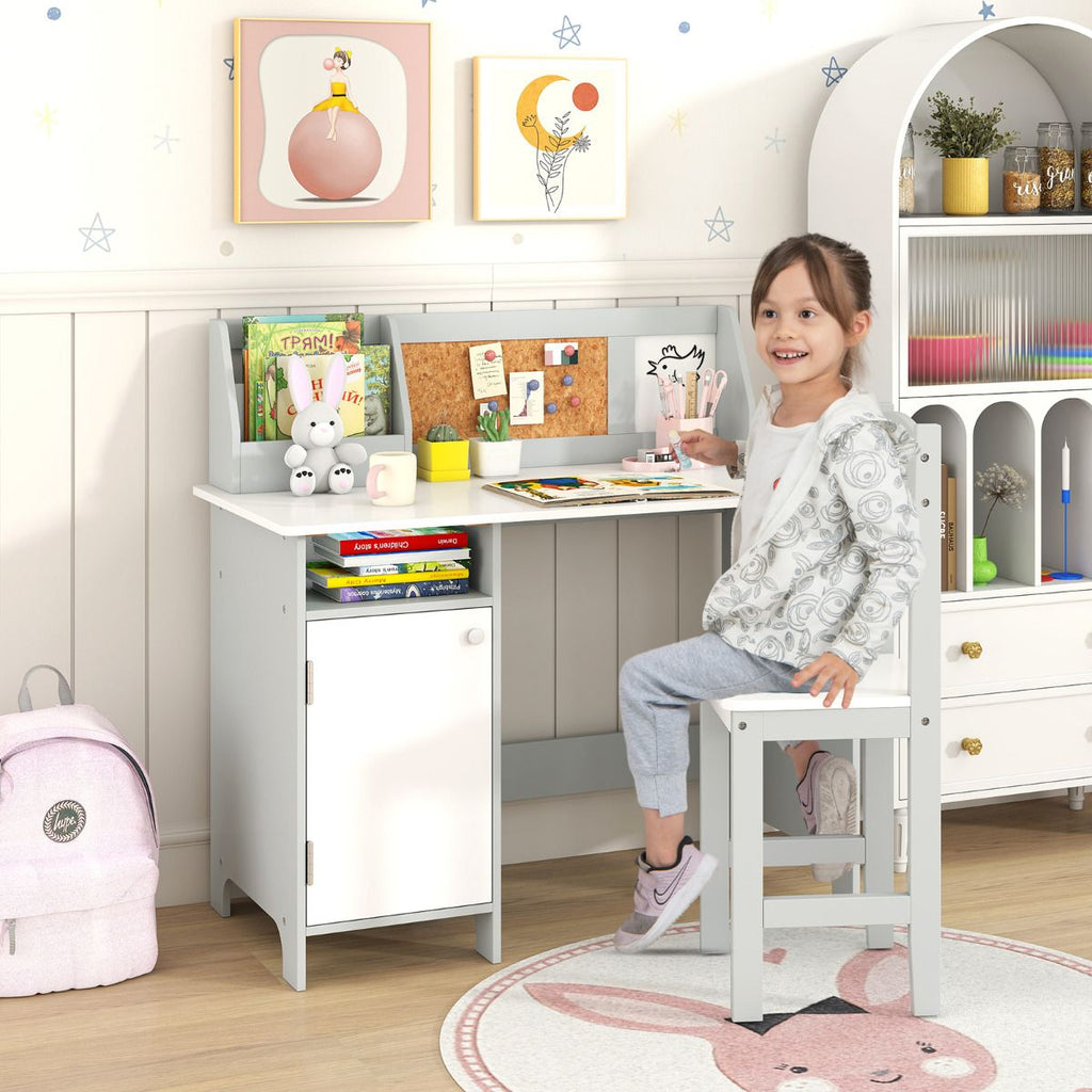 Kids Table and Chair Set with Hutch and Cabinet