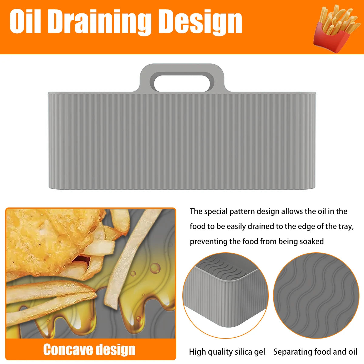 2Pcs Air Fryer Silicone Pot Air Fryer Liner Heat Resistant Air Fryer Silicone Basket Rectangle Baking Pan for Oven Microwave