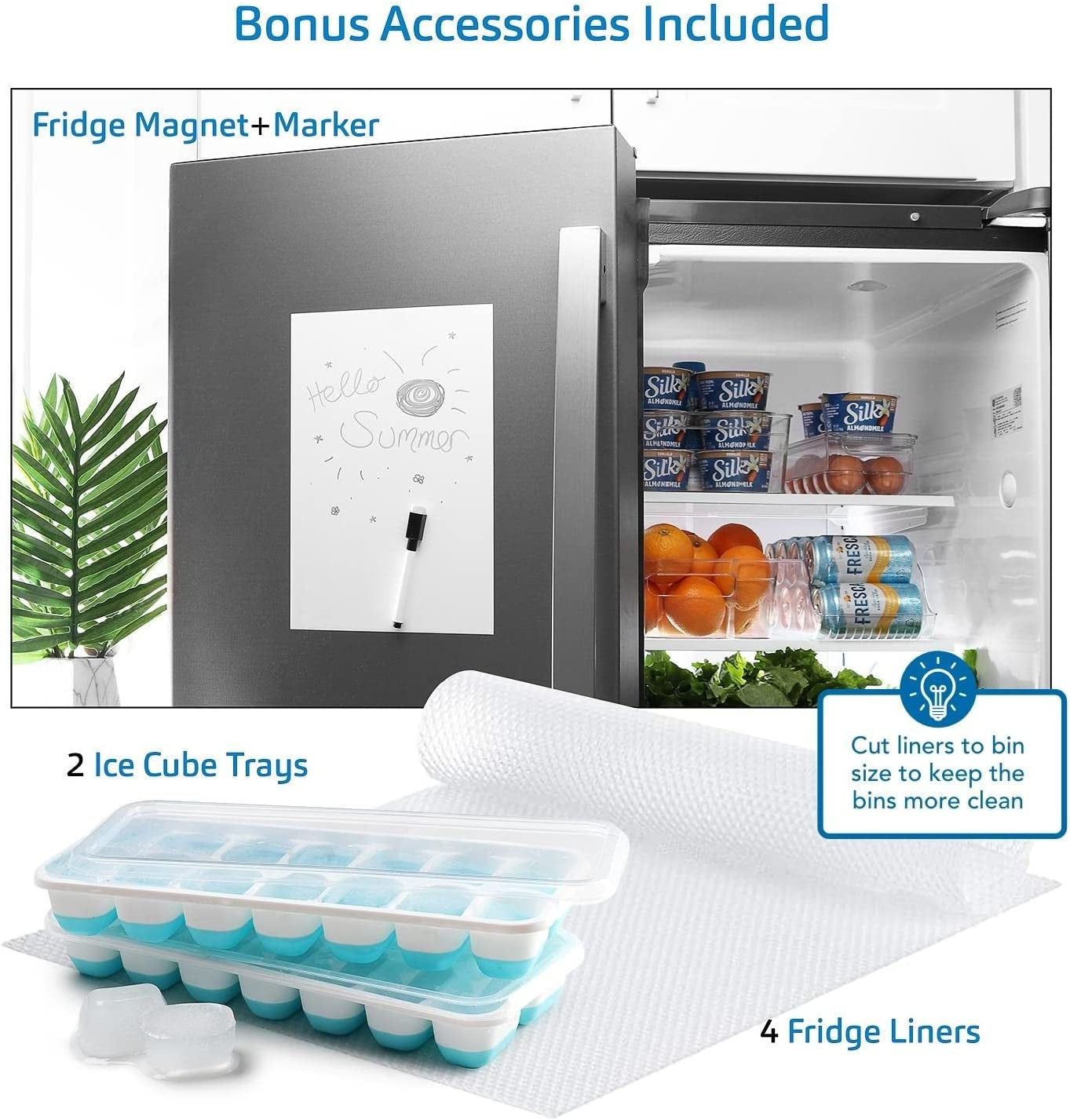 14-Piece Stackable Refrigerator Organizer Set - Clear Acrylic Bins for Efficient Fridge and Freezer Storage (VDS-SB-BIN-14SET)