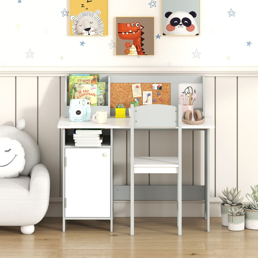 Kids Table and Chair Set with Hutch and Cabinet