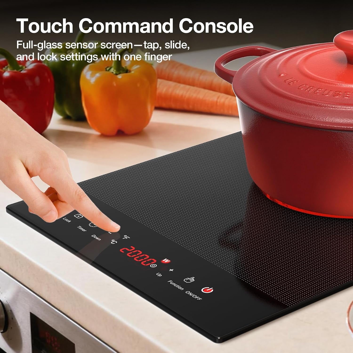 Electric Cooktop,  1800W Portable Stove Top, 12" Infrared Single Burner Hot Plate for Cooking, Countertop Ceramic Radiant Cooker with Timer & Child Lock, All Cookware Compatible for Rv/Dorm