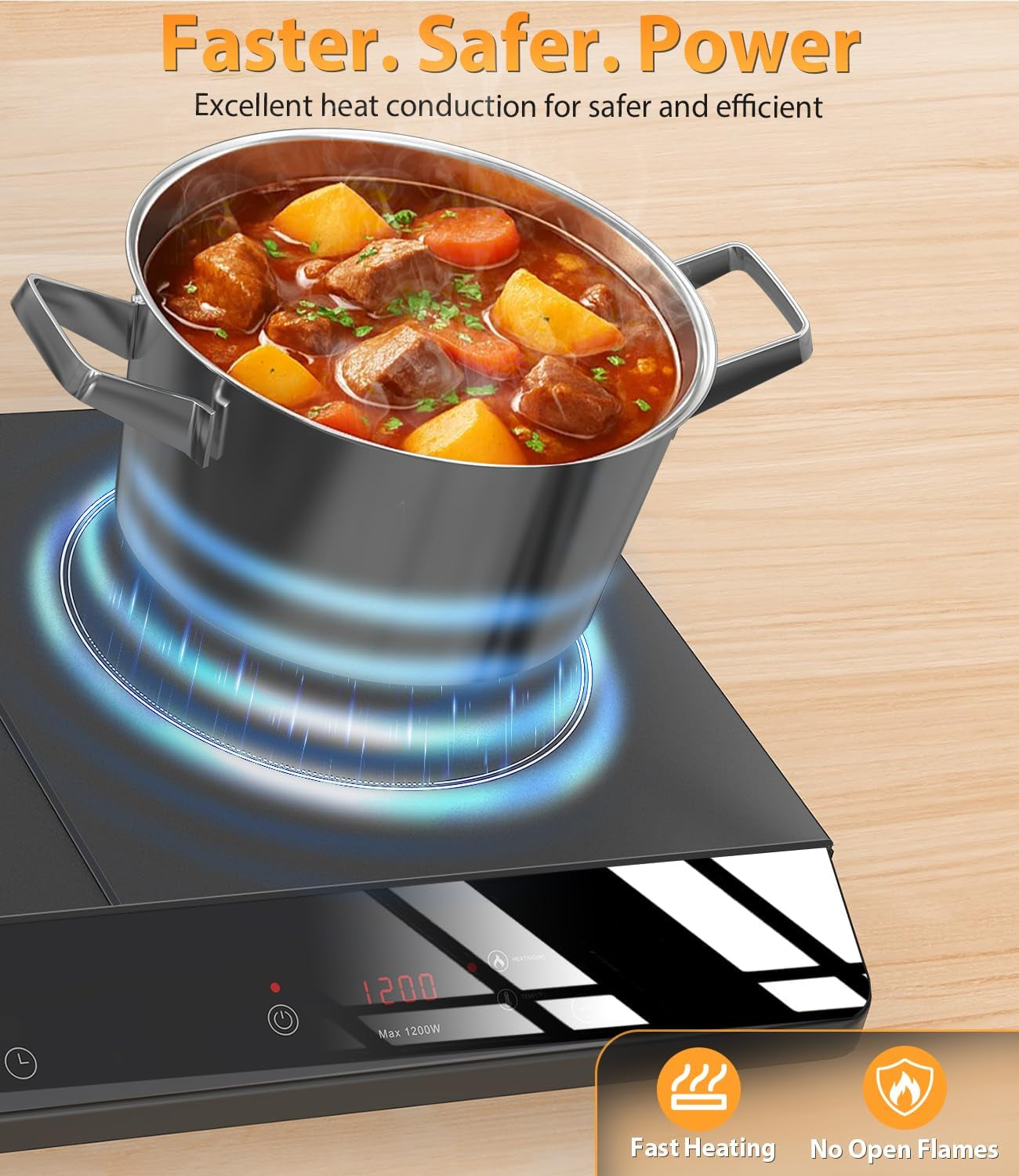 Countertop Induction Cooktop 2 Burners Stove 1800W, 110V Plug in | Double Burner Independent Touch Control, 180 Mins Timer, Child Lock, 9 Temp & Power Level Adjustable, Portable for Kitchen RV