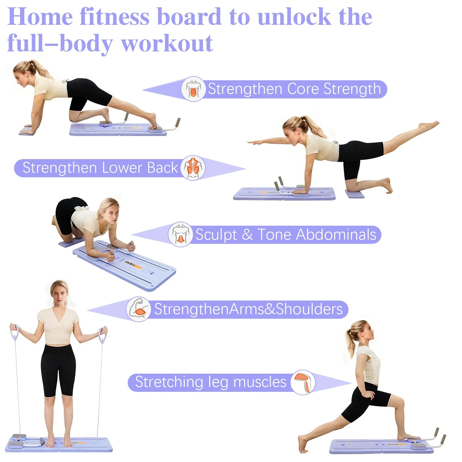 Pilates Board Foldable Abdominal Board Push up Plate Pilates Board Ab Board Reformer Fitness Core Workout Equipment