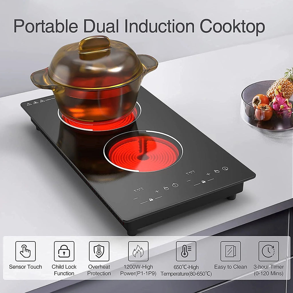 12” Electric Cooktop in Black with 2 Burners