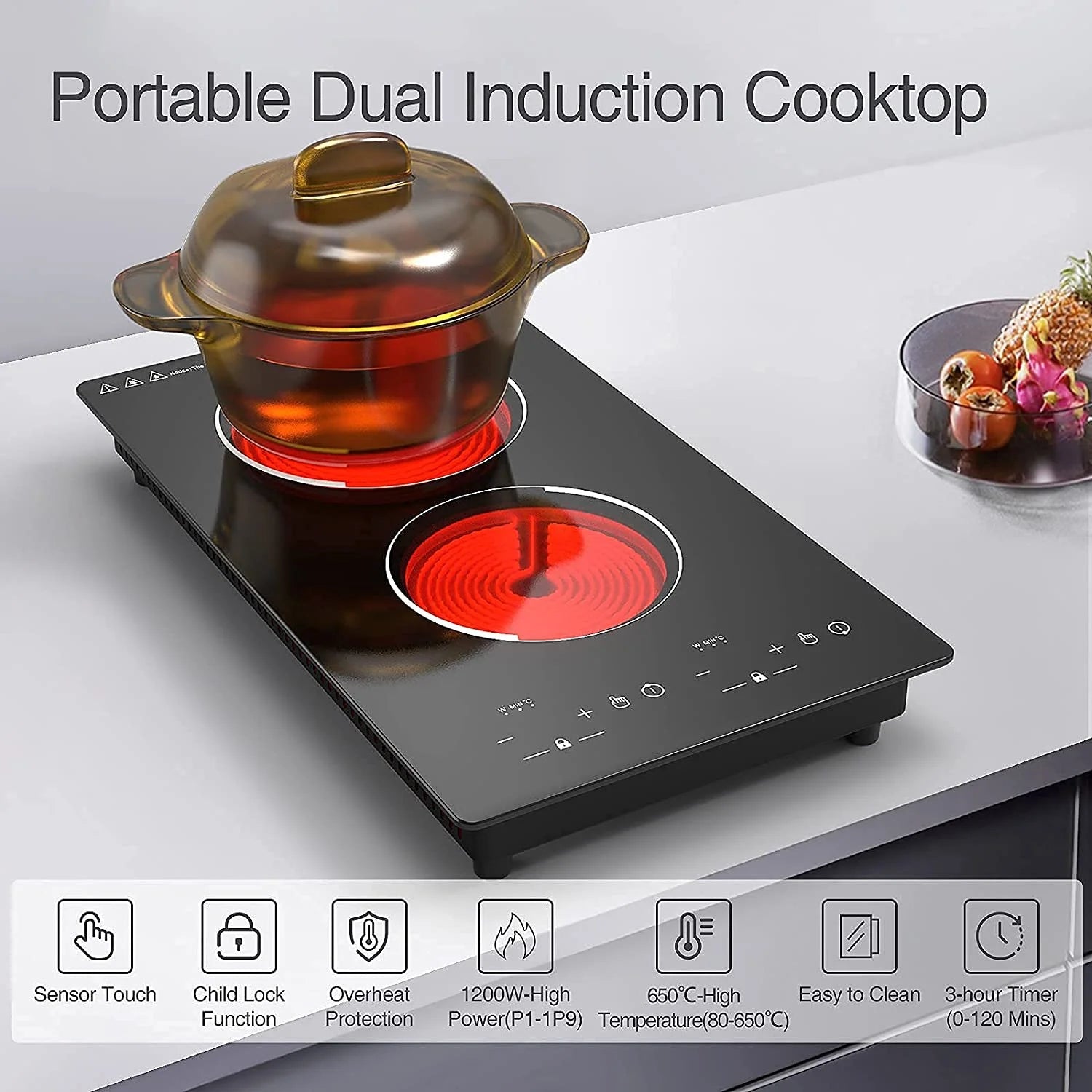 12” Electric Cooktop in Black with 2 Burners