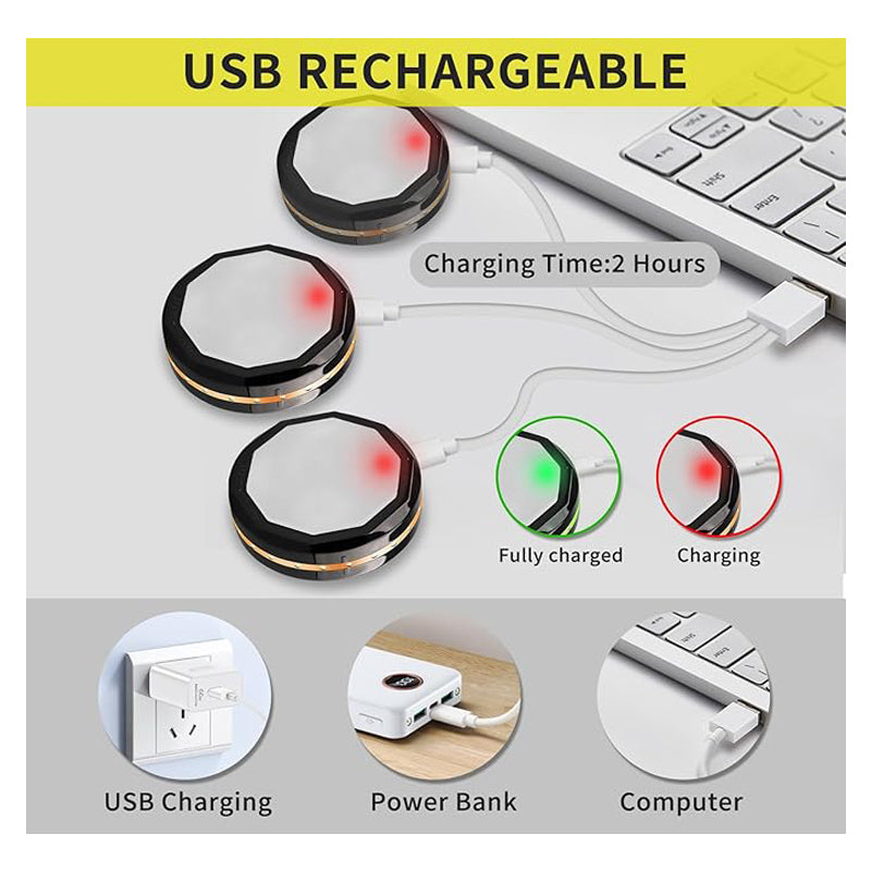 3 Pcs Motion Sensor Lights Indoor, under Cabinet Light Rechargeable, Wireless LED Closet Lights Night Light