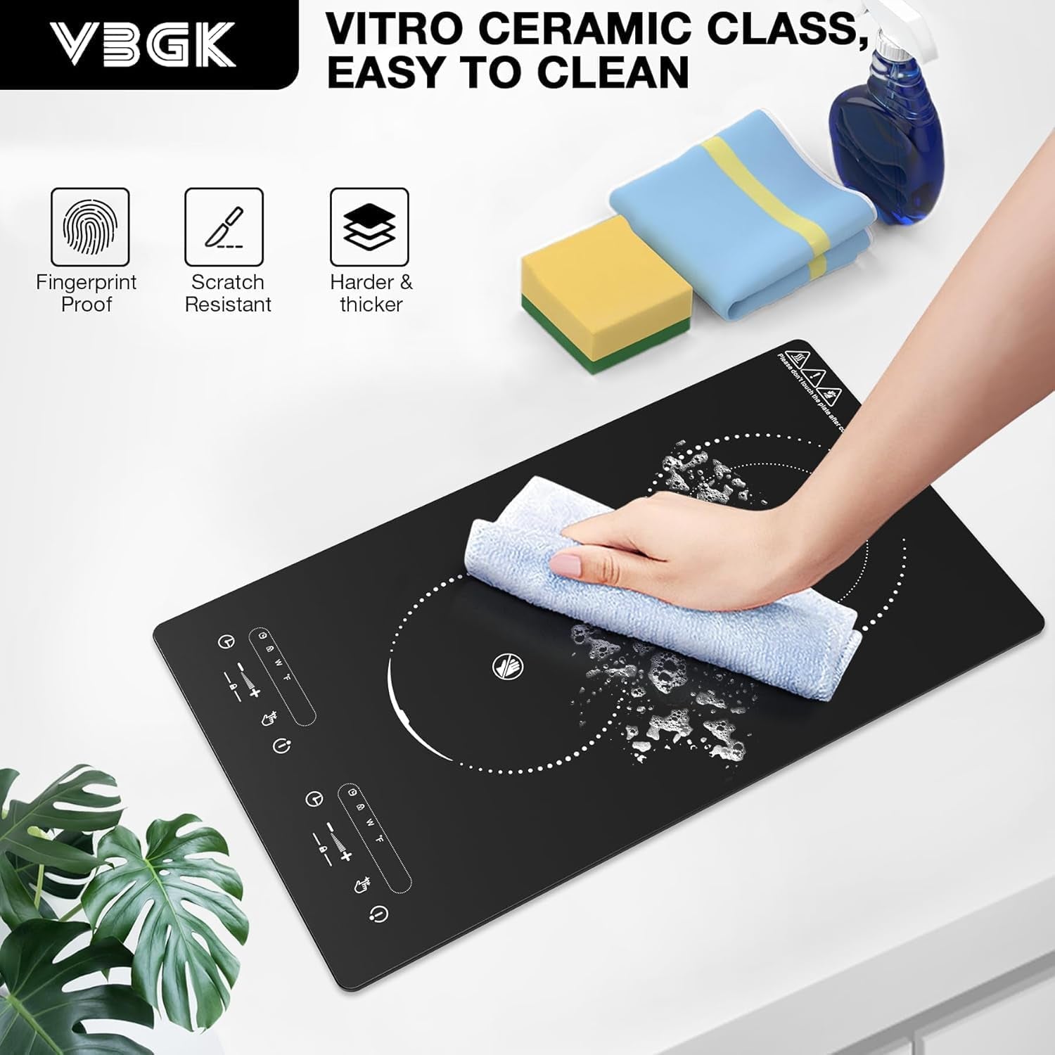 Double Ceramic Hob 3000W, Plug in 2 Ring Electric Hob with LCD Touch Control, Electric Cooktop with Safety Lock & Timer, 9 Power Levels, Built-In and Countertop 220V-240V