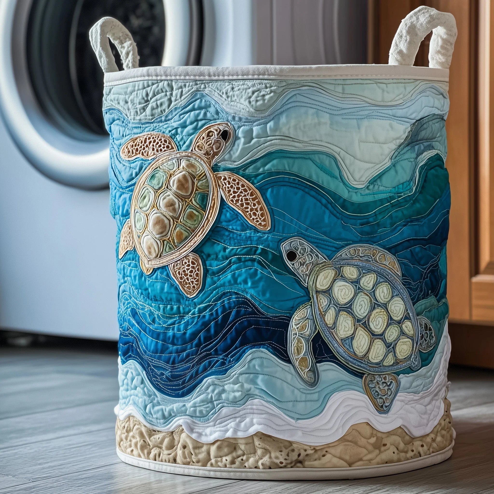 Quilted Turtle Drift Laundry Basket
