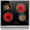24 Inch Electric Cooktop 4 Burner Electric Stove, Slide Control | 24" Built-In Ceramic Stovetop, Timer, Child Lock, 9 Heating Level, 6000W, No Plug, 220-240V Hardwire
