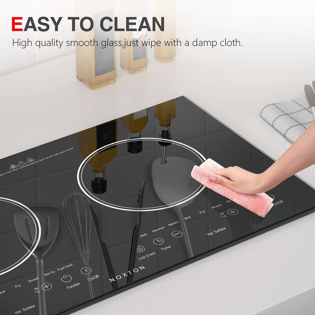 2 Burners Electric Cooktop 110V, 24" Built-In & Countertop Stove | Two Burner Radiant Ceramic Cooktop, Child Safety Lock, Timer, Touch Sensor Control, Portable 110V Plug-In Cooktop