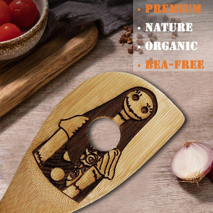 Nightmare Before Christmas Themed Wooden Cooking Spoons Set - 5-Piece Halloween Kitchen Utensils Collection