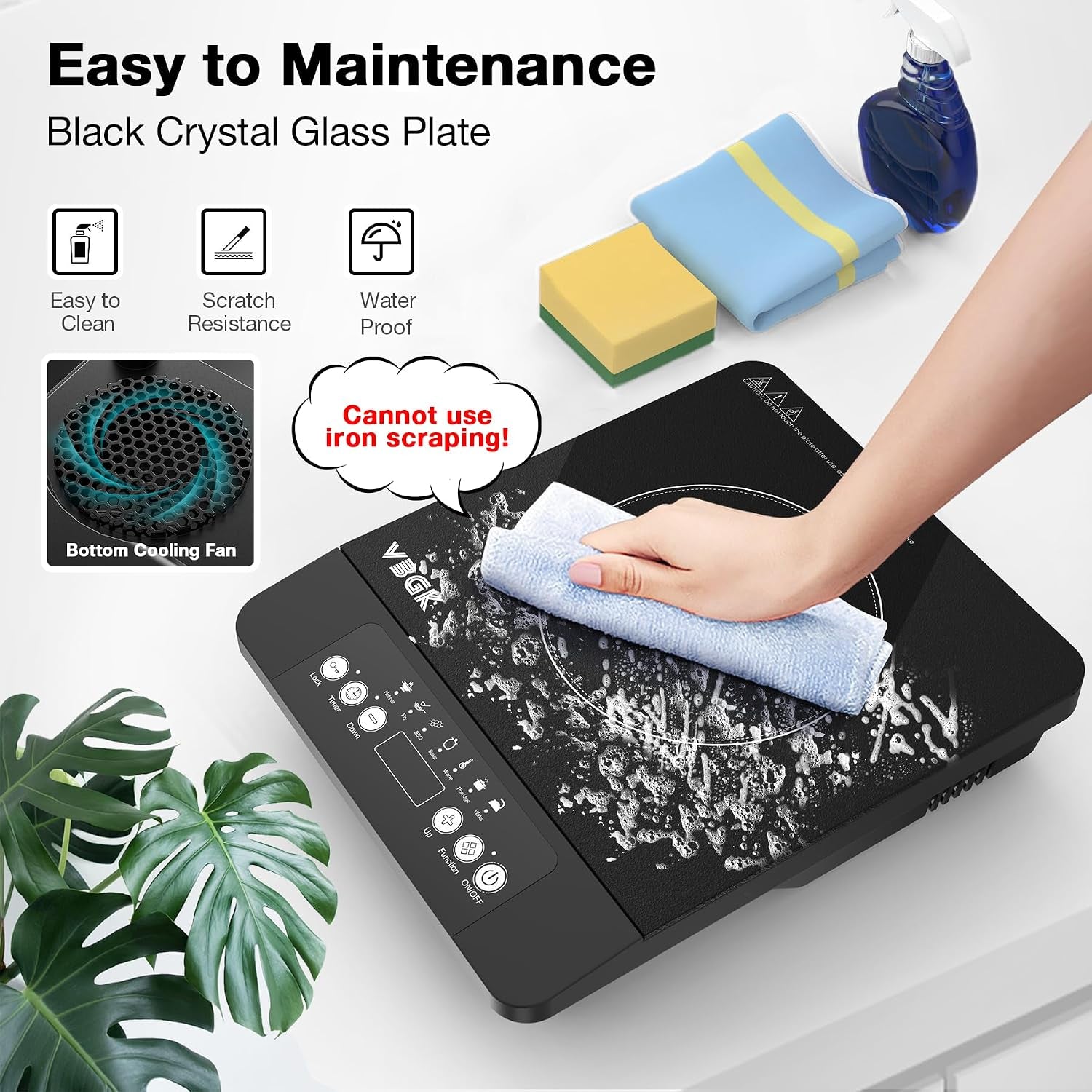 Portable Induction Cooktop,110V Single Burner Induction Stove Top,1800W Induction Hot Plate Electric Burner,7 Power Levels, Kids Lock & Timer,Led Touch Control,Overheat Protection
