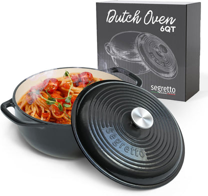 6-Quart Black Enameled Cast Iron Dutch Oven