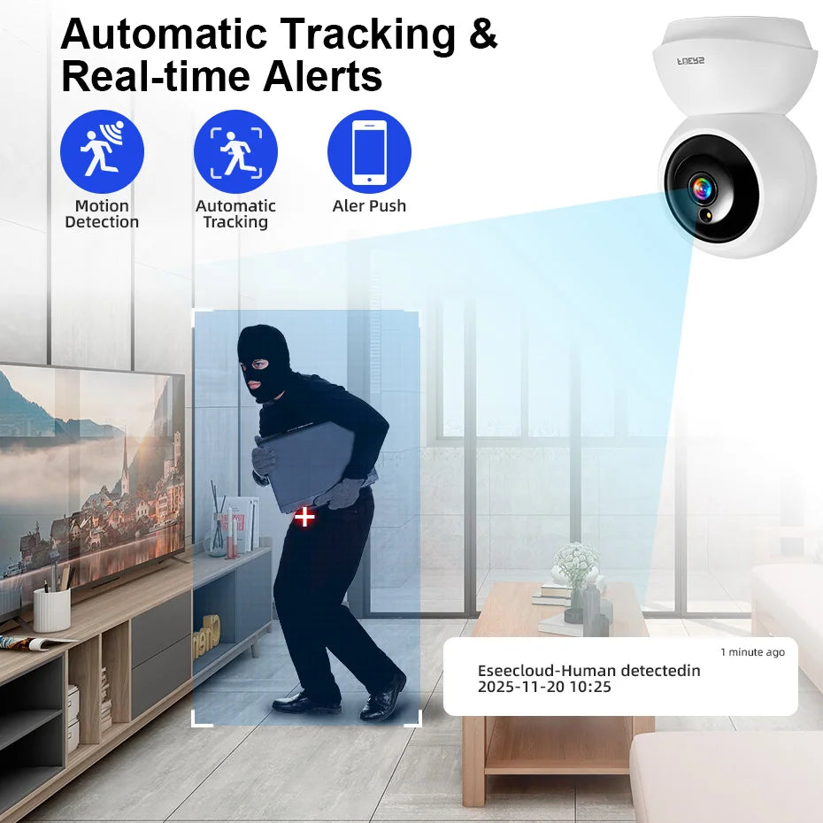 5MP Wifi Camera Works with Tuya Smart Home Indoor Wireless IP Surveillance Camera Automatic Tracking Security Baby Monitor
