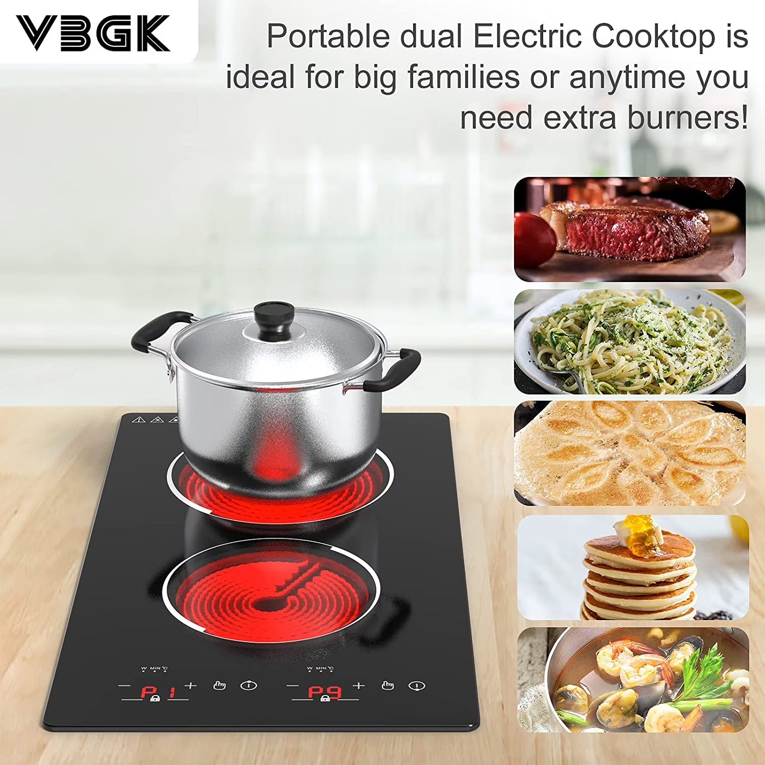 12” Electric Cooktop in Black with 2 Burners